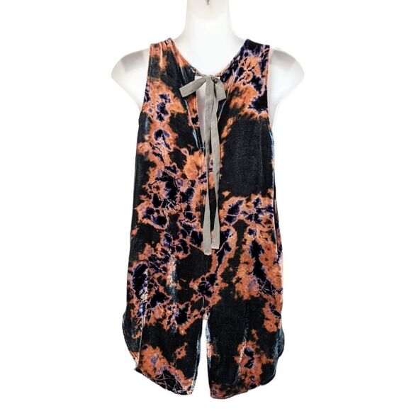 YORK STREET Silk Tie Dye Velvet Keyhole Split Back Sleeveless Top M - Picture 5 of 8